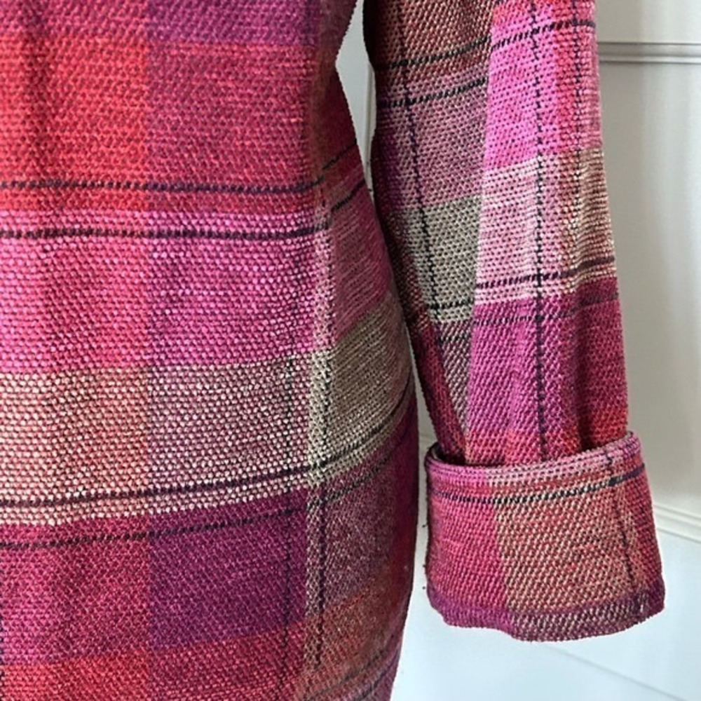 Allison Daley Red & Pink Plaid Zip Up Jacket Long Sleeve Jacket Coat Size 16W - Picture 4 of 11